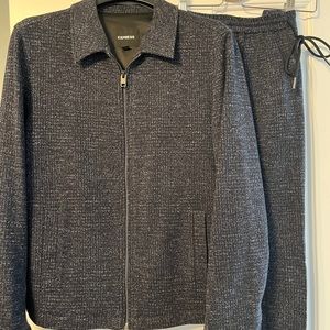 Men’s Express Casual Drawstring Navy Blue Suit